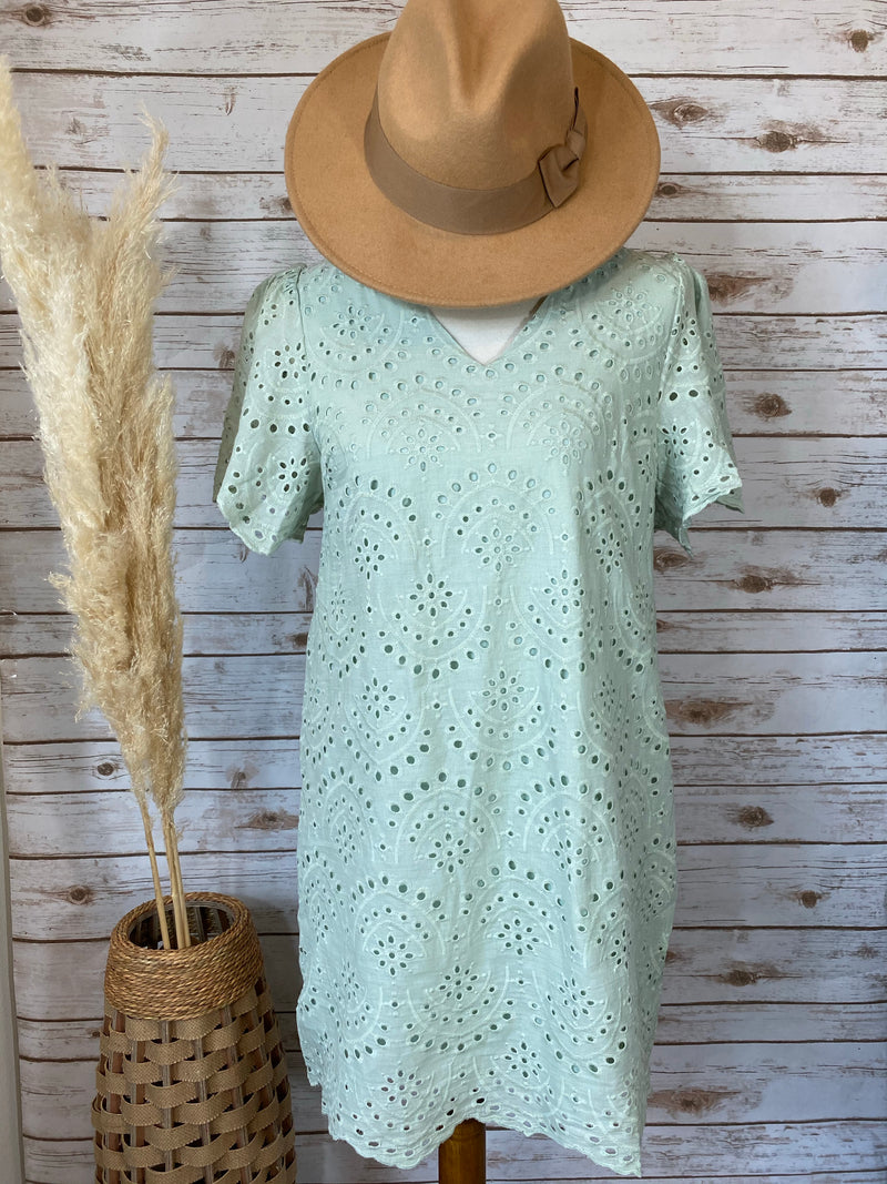 Faithful Love Eyelet Sage Dress Elizabeth's Boutique Faithful Love Eyelet Sage Dress Elizabeth's Boutique