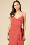 Mariah Solid Midi Wrap Dress - Elizabeth's Boutique 