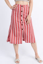 Gabby Stripe Button Front Linen Skirt - Elizabeth's Boutique 