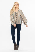 Claire Striped Bell Sleeve Top - Elizabeth's Boutique 