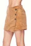 Side Button Up Wrap Corduroy Skirt-Camel - Elizabeth's Boutique 