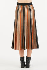 Camila Multi Colored, pleated Knit Midi skirt - Elizabeth's Boutique 