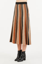 Camila Multi Colored, pleated Knit Midi skirt - Elizabeth's Boutique 