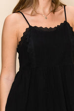 Megan Crochet Black Babydoll Top - Elizabeth's Boutique 