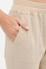 Khaki Drawstring Skinny Cuffed Pants - Elizabeth's Boutique 