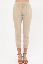 Khaki Drawstring Skinny Cuffed Pants - Elizabeth's Boutique 