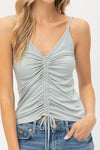 Ruched Sleeveless Top- Mint