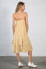 Dot Print Yellow Midi Dress