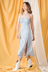 Ditsy Blue Floral Printed Side Slit Midi Dress