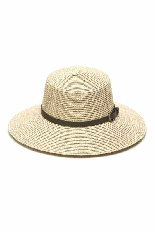 Belt Staps Flat Brin Panama Hat