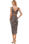 Tiger Print Cut Out Ruched Dress