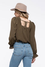 Your On My Mind Long Sleeve Top- Olive