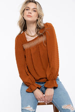 Your On My Mind Long Sleeve Top- Copper