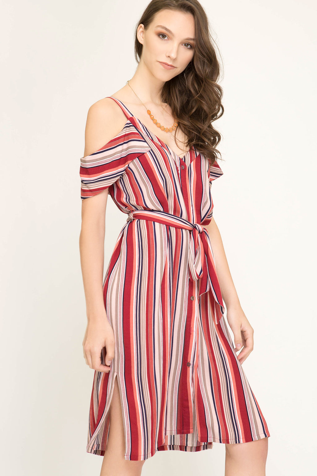 Sophia Striped Midi Dress - Elizabeth's Boutique 