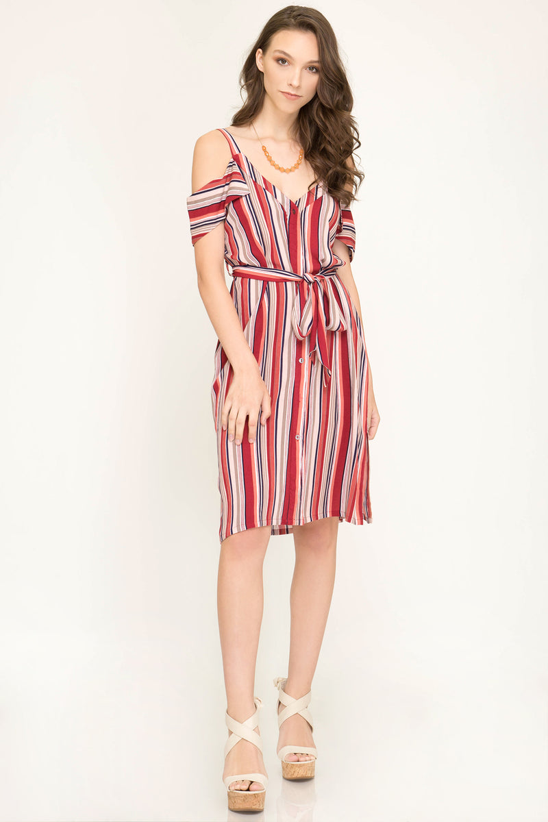 Sophia Striped Midi Dress - Elizabeth's Boutique 