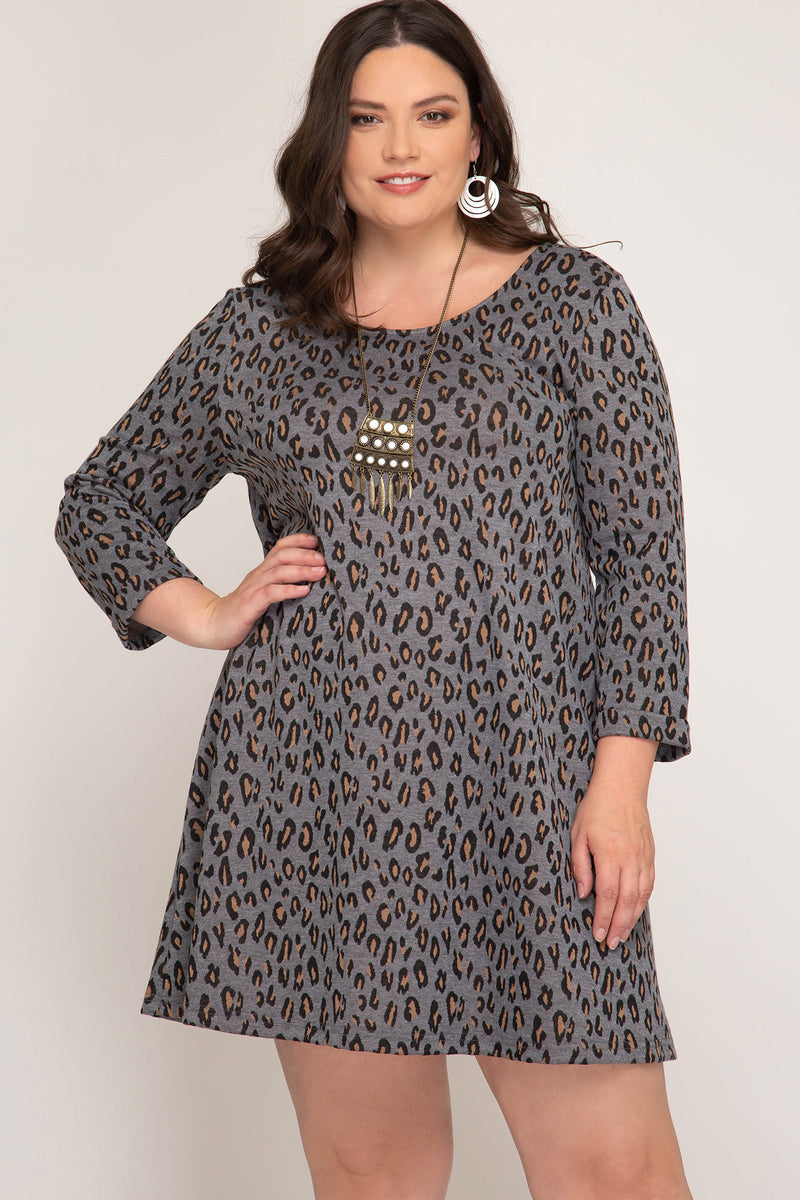 Carey Leopard Dress Plus Size Dress - Elizabeth's Boutique 