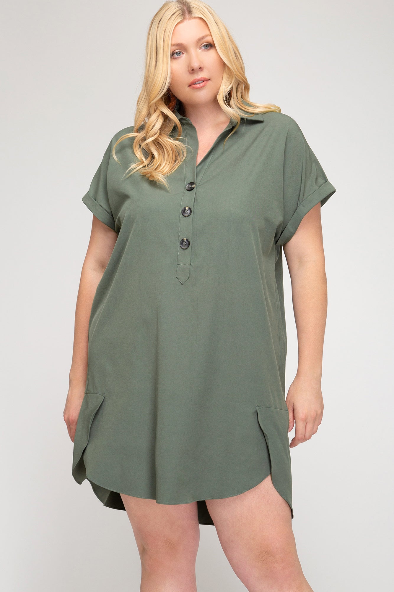 Amelia Olive Tunic Plus Size Dress