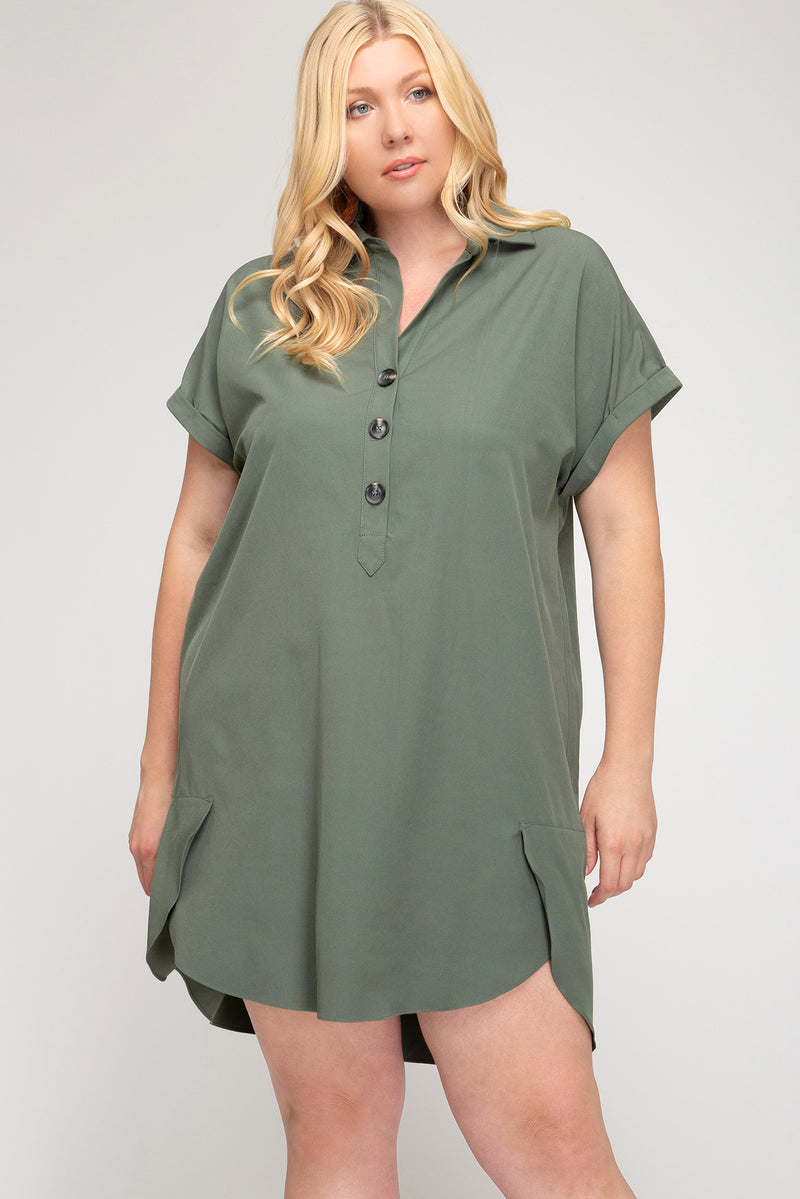 Amelia Olive Tunic Plus Size Dress - Elizabeth's Boutique 