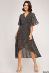 Living The Dream Printed Wrap Midi Dress - Elizabeth's Boutique 
