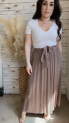 Taupe Button Down Maxi Skirt