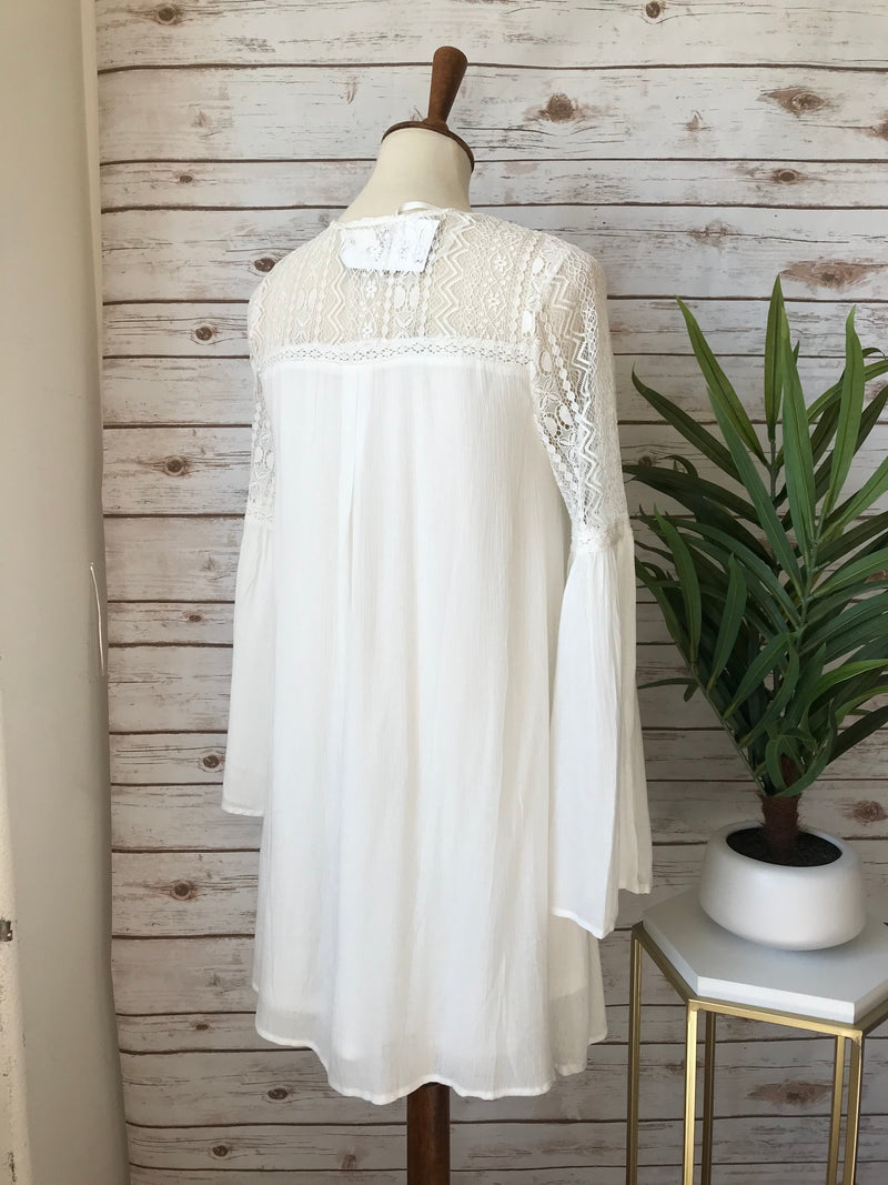 Annie Bell Sleeve White Dress Elizabeth's Boutique Annie Bell Sleeve White Dress Elizabeth's Boutique
