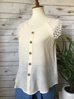 Lacey Sleeve Top- Ivory - Elizabeth's Boutique 