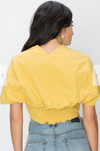 Haylee Yellow Deep V Kimono Blouse - Elizabeth's Boutique 