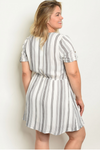 Angelica White Striped Plus Size Dress - Elizabeth's Boutique 
