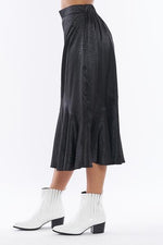 Black Satin Leopard Print Skirt