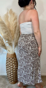 Abstract Printed Woven Midi Slit Skirt