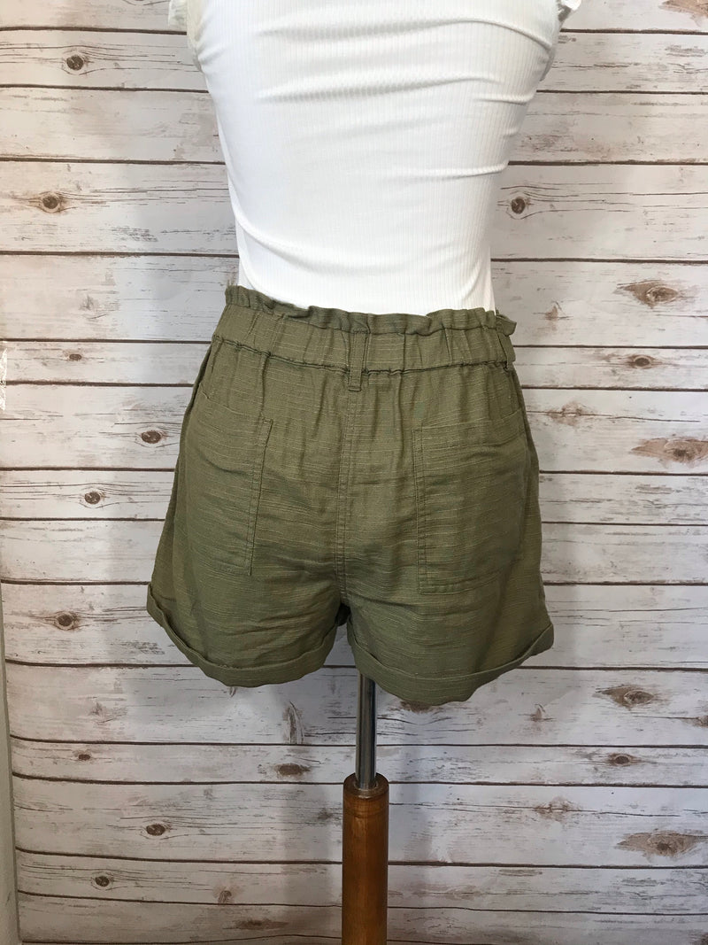 Olive Multi Buttoned Shorts - Elizabeth's Boutique 