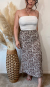 Abstract Printed Woven Midi Slit Skirt