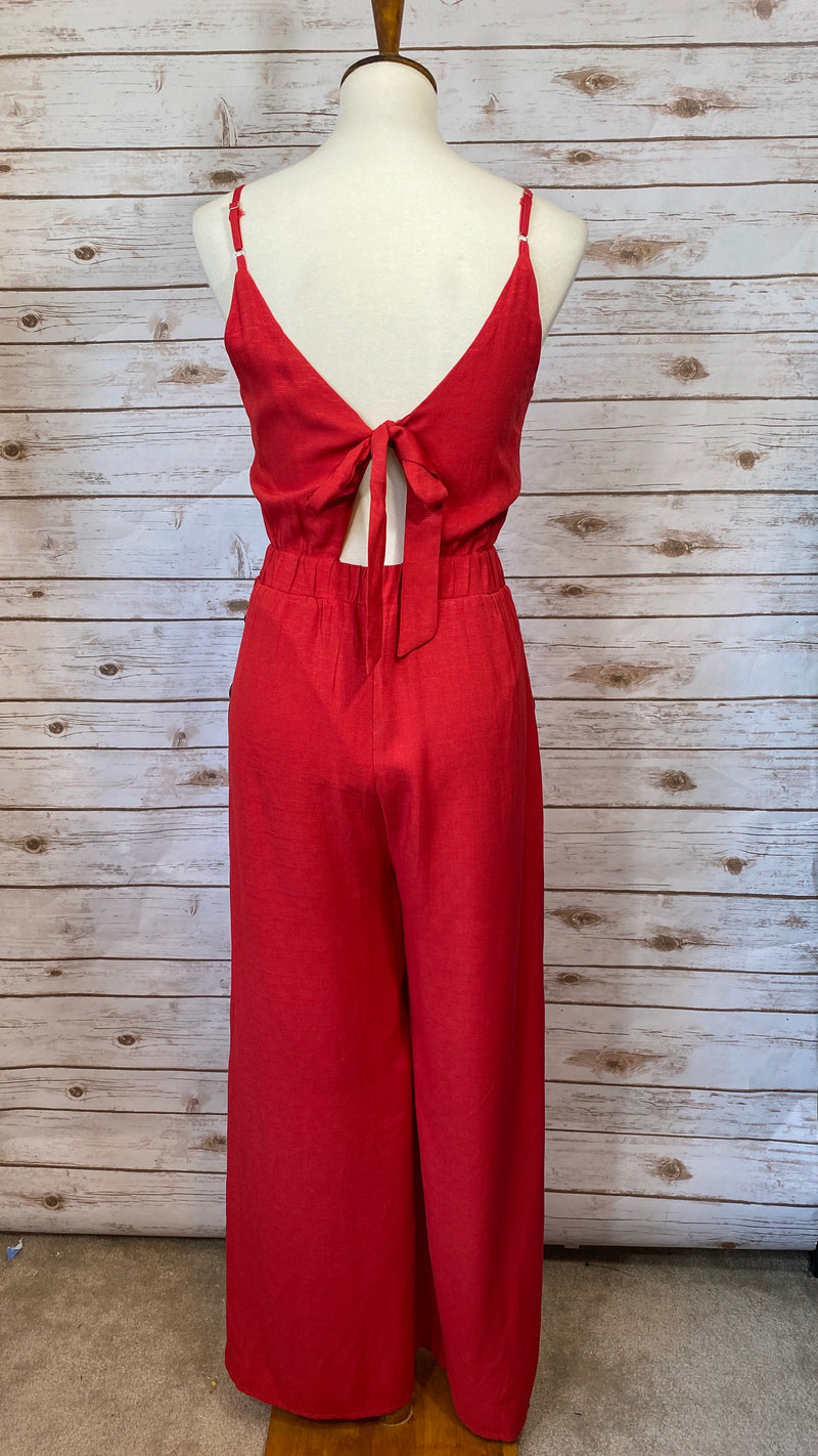 Take Me Out Red Jumpsuit – Elizabeth's Boutique