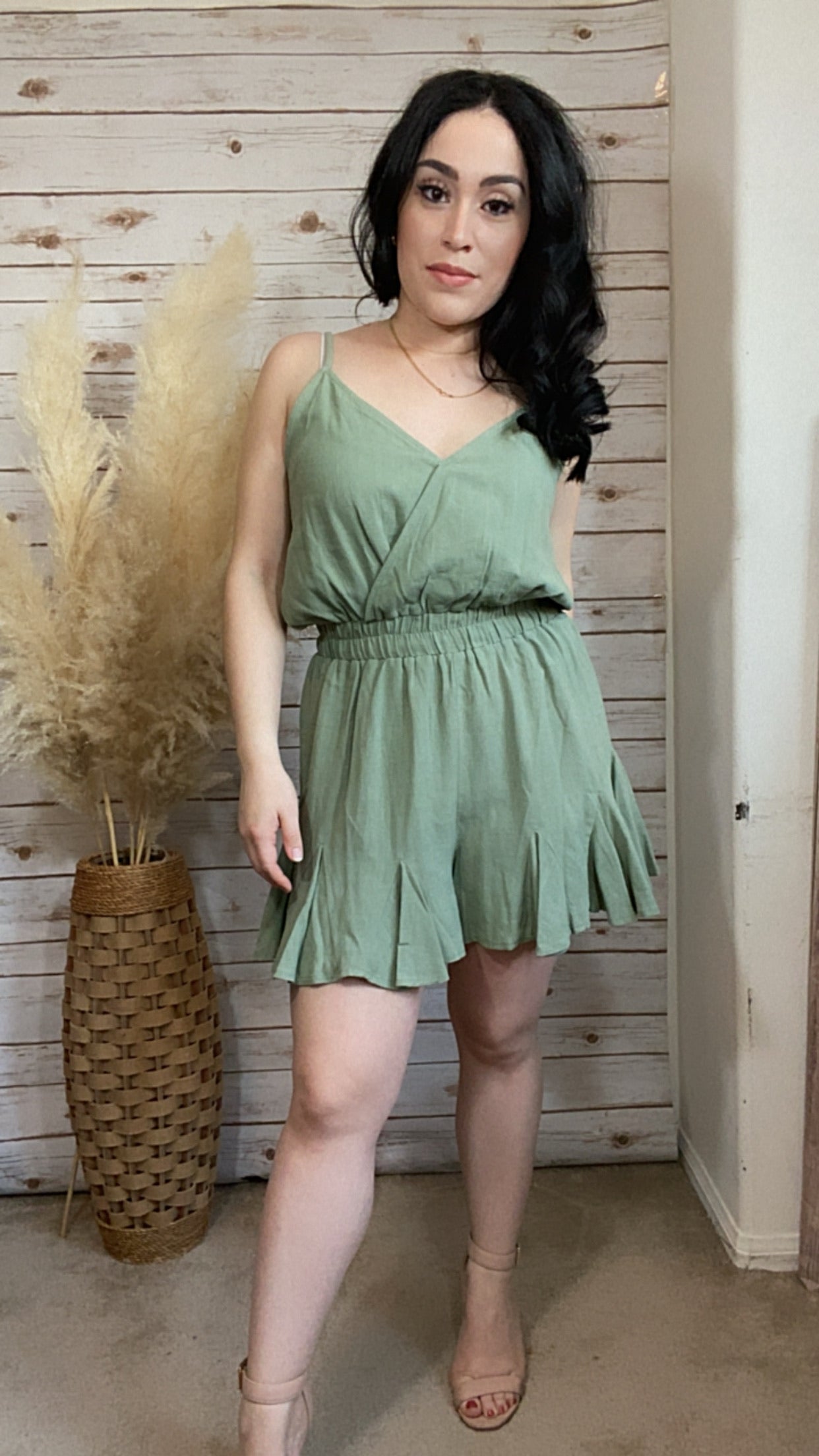 Madison Sage Romper Elizabeth's Boutique Madison Sage Romper Elizabeth's Boutique