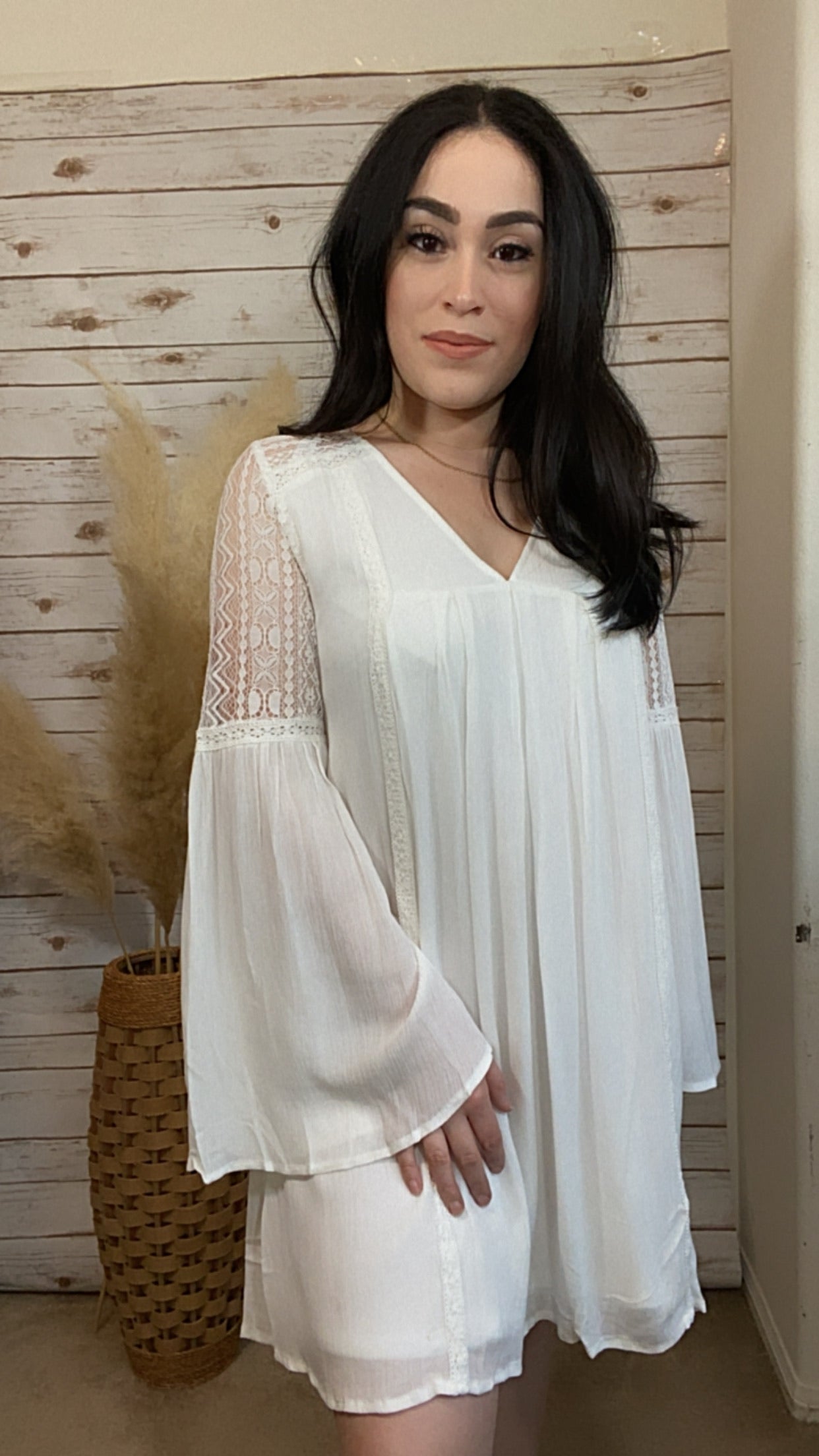 Annie Bell Sleeve White Dress Elizabeth's Boutique Annie Bell Sleeve White Dress Elizabeth's Boutique