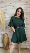 Emery Casual Ruffle Sleeve Tunic- Forest Green - Elizabeth's Boutique 