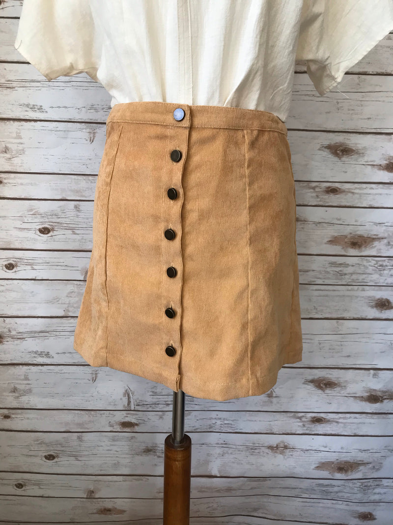 Hudson Mustard Front Button Skirt - Elizabeth's Boutique 