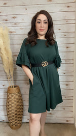 Emery Casual Ruffle Sleeve Tunic- Forest Green - Elizabeth's Boutique 