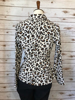 Kelly Leopard Collard Blouse - Elizabeth's Boutique 