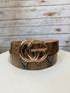 So In Love Animal Taupe Snake Print Belt - Elizabeth's Boutique 