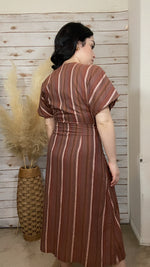 Carrey Mocha Mutli Striped Dress - Elizabeth's Boutique 