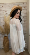 Annie Bell Sleeve White Dress - Elizabeth's Boutique 