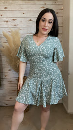 Sage Floral Dress Mini Dress