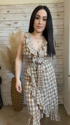 Marla Ruffled Plaid Midi Dress