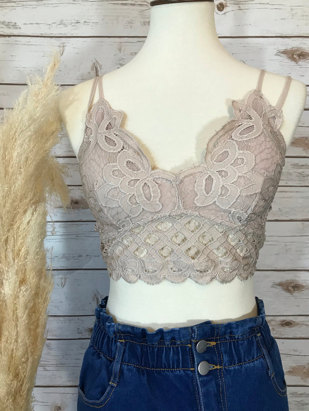 Give Me All the Romance Light Taupe Bralette - Elizabeth's Boutique 