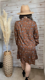 Aubrey Brown Floral Print Long Sleeve Dress - Elizabeth's Boutique 