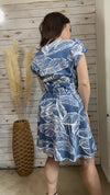 Denim Palm Print Dress - Elizabeth's Boutique 