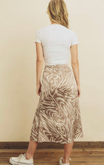 Tiger Print Slip Midi Skirt