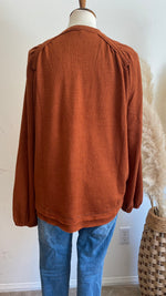 Keep me Warm-Solid Soft Waffle Knit Comfy Top-Camel