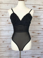 Black Sheer Lace BodySuit - Elizabeth's Boutique 